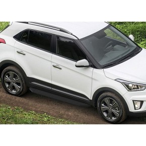 Пороги Rival Black Hyundai Creta 2016-, черный кант 173 см