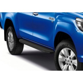 Пороги Rival Black Toyota Hilux 2015-, черный кант 193 см