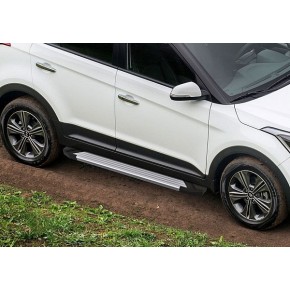 Пороги Rival Silver Hyundai Creta 2016-, алюминиевый профиль 173 см