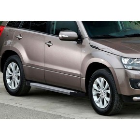 Пороги Rival Silver Suzuki Grand Vitara, 5D 2005-2008-2012-2016, алюминиевый профиль 173 см