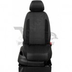 Чехлы FORD Galaxy 2006-. Боковины: Чёрный креп. Середина: Готика жаккард. Спинка: Чёрная экокожа