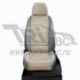 Чехлы NISSAN Micra 2003-2010. Боковины: Светло-серые. Середина: Кремовая с перфорацией. Спинка: Светло-серая экокожа