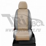 Чехлы TOYOTA Camry 1996-2004. Боковины: Светло-серые. Середина: Бежевая с перфорацией. Спинка: Светло-серая экокожа
