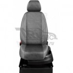 Чехлы TOYOTA Yaris I 1999-2005. Боковины: Светло-серые. Середина: Светло-серая алькантара. Спинка: Светло-серая экокожа