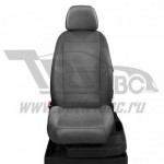 Чехлы TOYOTA Yaris II 2005-2012. Боковины: Тёмно-серые. Середина: Тёмно-серая с перфорацией. Спинка: Тёмно-серая экокожа