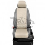 Чехлы TOYOTA Yaris II 2005-2012. Боковины: Черные. Середина: Фокс с перфорацией. Спинка: Чёрная экокожа