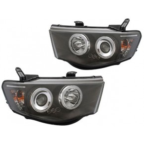 Тюнинг - комплект линзованных фар ангельские глазки с led (светодиоды) Mitsubishi L200