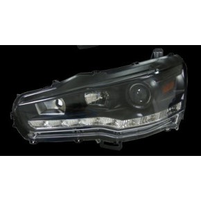 Тюнинг - комплект линзованных фар с led (светодиоды) внутри черные Mitsubishi Lancer 10
