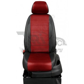 Чехлы OPEL Zafira C 2012-. Боковины: Черные. Середина: Светло-серая с перфорацией. Спинка: Чёрная экокожа