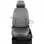 Чехлы RENAULT Scenic 1996-2003. Боковины: Черные. Середина: Оранжевая с перфорацией. Спинка: Чёрная экокожа