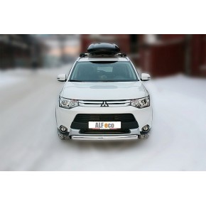 Защита передняя для Mitsubishi Outlander 2014-2015 (ОВАЛ) D 75х42