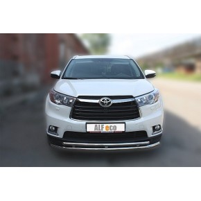 Защита передняя для Toyota Highlander 2014-2016 двойная D 60,3/42,4