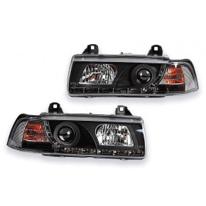 Тюнинг - комплект линзованных фар + указатель поворота (седан) с дхо BMW E36