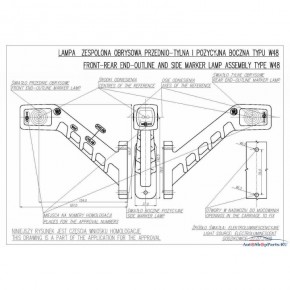 Рог-диод бутон трехсторонний (вылет 187 мм) правый LED 12-24v