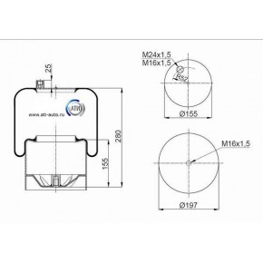 Пневморессора задняя со сталь стаканом MB Actros
