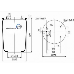 Пневморессора задняя DAF 95 без стакана