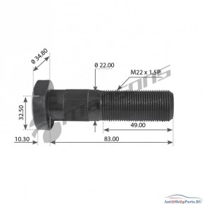 Болт колесный M22*1.5*085 SAF
