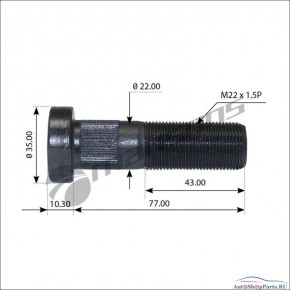 Болт колесный M22*1.5*078/88 SAF