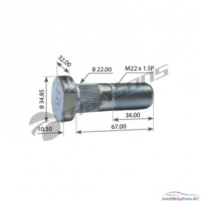 Болт колесный M22*1.5*066 SAF