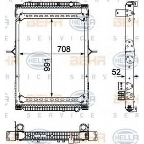 Радиатор системы охлаждения 708*52*991 с рамкой Renault Premium