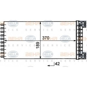 Радиатор отопителя DAF 65/75/85CF CF65/75/85 XF95/105 370*190*43