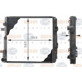 Радиатор системы охлаждения 569.6x560x33\ MB Atego 715/815/1215