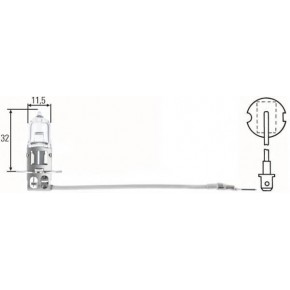 Лампа 24V H3 70W с проводком галогеновая