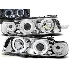 Тюнинг - комплект линзованных фар ангельские глазки BMW E38