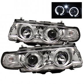 Тюнинг - комплект линзованных фар + указатель поворота ангельские глазки BMW E38