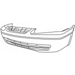 Передний бампер с решетк литой без отверстий под противотуманки Toyota Camry V20