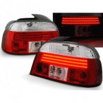 Задний фонарь внешний л+п (комплект) с led (светодиоды) габарит прозрачная хрустальная красно - белая BMW E39