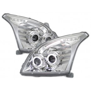 Тюнинг - комплект линзованных фар ангельские глазки с led (светодиоды) Toyota Land Cruiser Prado 120