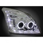 Тюнинг - комплект линзованных фар ангельские глазки с led (светодиоды) с дхо Toyota Land Cruiser Prado 120