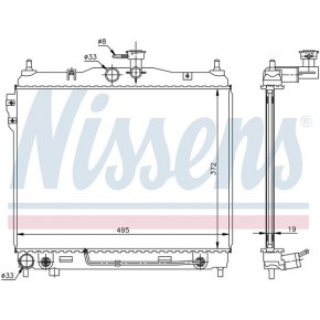 Радиатор охлаждения (372 x 495 mm) Hyundai Getz