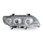 Тюнинг - комплект линзованных фар ангельские глазки внутри хром BMW E53 X5