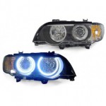 Тюнинг - комплект линзованных фар с ксеноном ангельские глазки BMW E53 X5