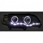 Тюнинг - комплект линзованных фар с ксеноном ангельские глазки с дхо BMW E53 X5