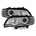 Тюнинг - комплект линзованных фар с ксеноном ангельские глазки с дхо BMW E53 X5