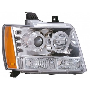 Тюнинг - комплект линзованных фар ангельские глазки с led (светодиоды) Chevrolet Yukon / Suburban / Tahoe / Avalanche