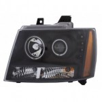 Тюнинг - комплект линзованных фар ангельские глазки с led (светодиоды) Chevrolet Yukon / Suburban / Tahoe / Avalanche