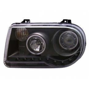 Тюнинг - комплект фар ангельские глазки с led (светодиоды) с дхо Chrysler 300С