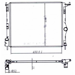 Радиатор охлаждения без кондиционера (480x414x23mm) Nissan Almera G15