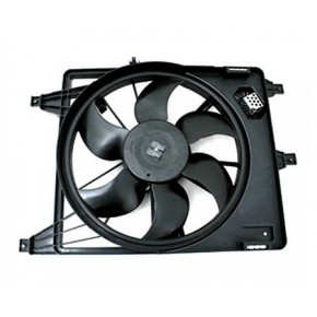 Мотор+вентилятор радиатора охлаждения в сборе с рамкой с кондиционером Renault Sandero - 1 поколение