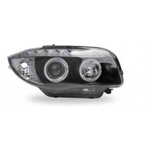 Тюнинг - комплект линзованных фар ангельские глазки с led (светодиоды) внутри черные BMW E87