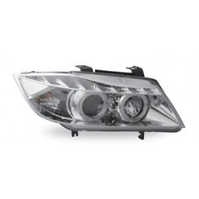 Тюнинг - комплект линзованных фар ангельские глазки с led (светодиоды) внутри хром BMW E90 седан / E91 универсал