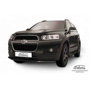 Защита переднего бампера d57 черная Chevrolet Captiva