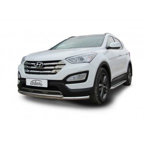 Защита переднего бампера d57/42 двойная Hyundai Santa FE - 3 поколение