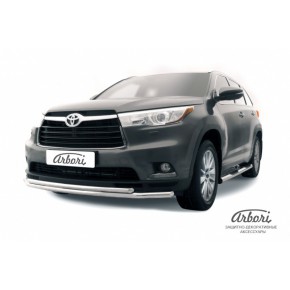 Защита переднего бампера d57/42 двойная Toyota HighLander - 3 поколение