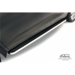 Пороги d57 с листом квинтет черные Toyota HighLander - 3 поколение