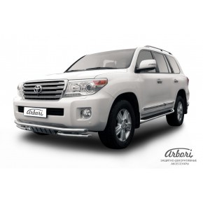 Защита переднего бампера d57/57 двойная с защитой двигателя Toyota Land Cruiser 200